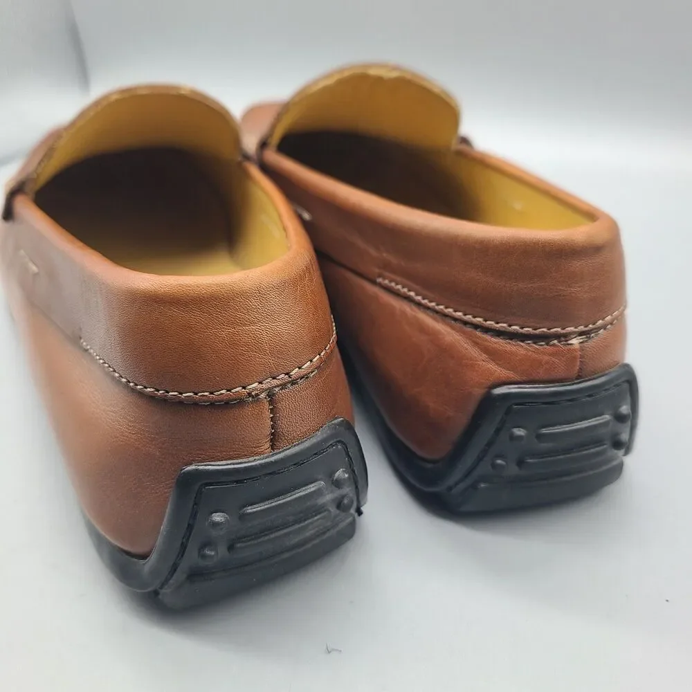 Zelli Monza mens tan brown Italian Calfskin Driver Penny Loafers Italy sz 11.5